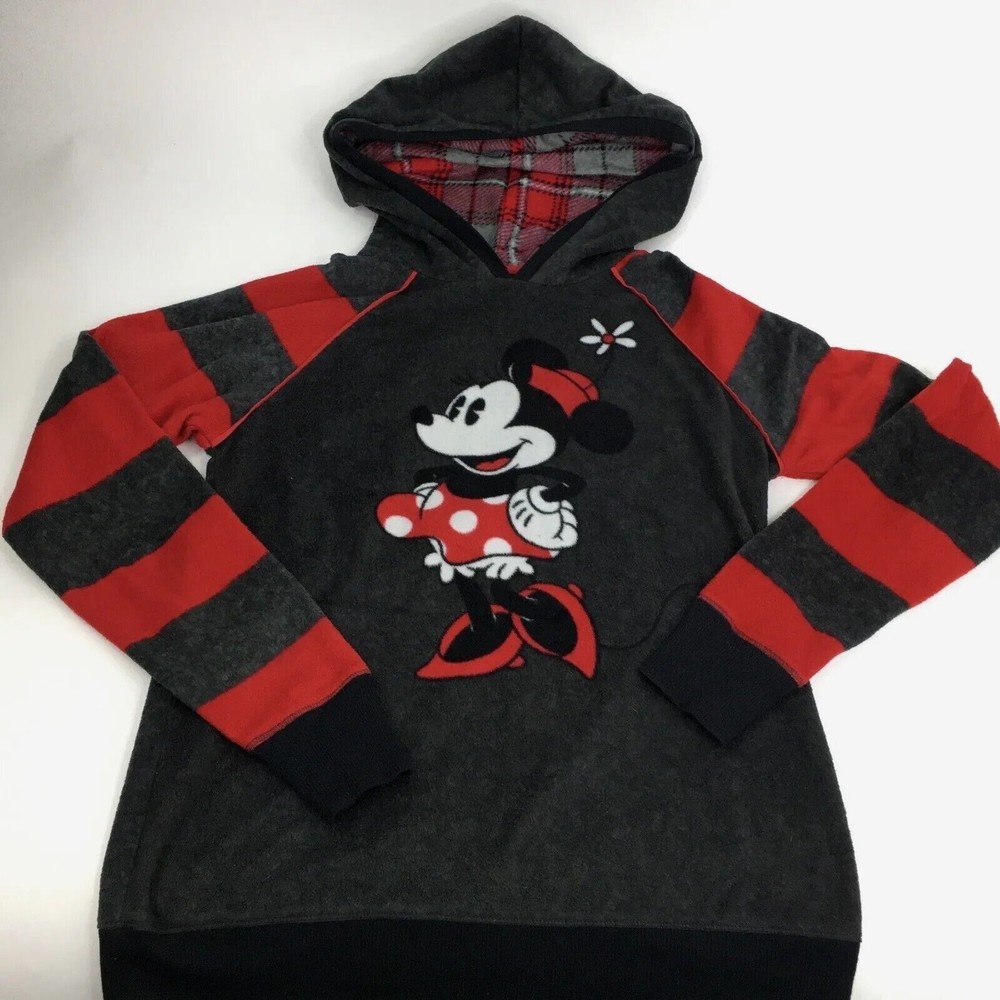 Disney Luxe Collection Sz S Black Red Minnie Mouse Hoodie Pullover Sweater